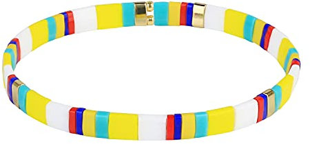 KELITCH Bunte Strand Stretch Armbänder Tila Beads Armbänder Boho Freundschaftsarmbänder Charm Armbänder für Damen