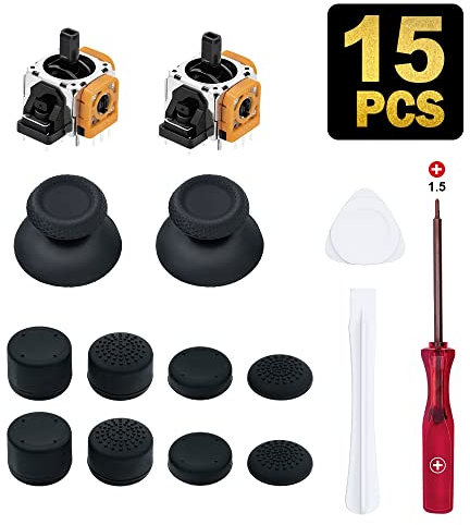 Repair Kit for PS5 DualSense controller,Mcbazel Replacement 3-PIN Analog Stick Joystick&Analog Thumb Cap,with Screwdriver,8 Thumb Grip