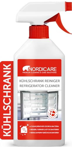 Nordicare Kühlschrank Reiniger 500ml Kühlschrankreinigungsspray gegen Ablagerungen und Kühlschrankgeruch - Extra effektiver Kühlschrank Hygiene Reiniger zur Kühlschrankreinigung