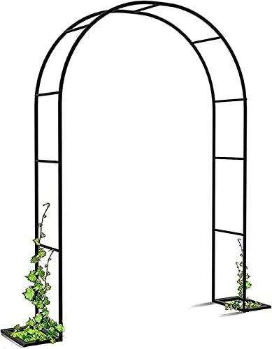 JUNNIU Schwarz Torbogen Metall Stabil Rosenbogen Verzinkt Massiv Rankenbogen Rundbogen Rankgitter Wetterfest Gartenbogen Rankhilfe Für Klettern Von Weinreben,2.2x2.2m