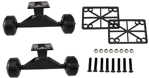 AMIUHOUN 2 scies Skateboard en alliage d'aluminium Skateboard Trucks Caoutchouc Longboard Pièces Mini Cruiser Noir