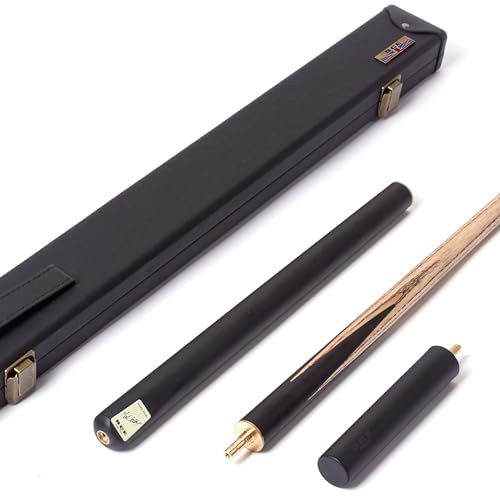 BCE Protégé - Stecca da biliardo, taglio 3/4, con custodia rigida, fusto in frassino nordamericano, testa ebanizzata, prolunga da 15,2 cm, colore: nero tinta unita
