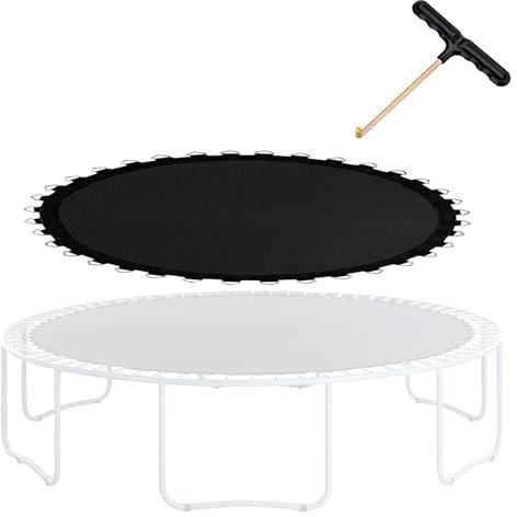 FSDIYU Tappeto Elastico Telo Ricambio Trampolino, Tappetino da Salto a Molla di Sicurezza Resistente ai Raggi UV Altamente Elastico Resistente all'Acqua da 12 Piedi, 12FT(80 Buckle),Black
