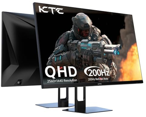 KTC 27 tums spelskärm QHD (2560 × 1440 p), 200 Hz upp till 210 Hz, 1 MS, snabb IPS, 131 % sRGB, 2 x DP och 2 x HDMI, HDR 10, VESA, högtalare, FreeSync 2K-skärm H27T2C-3