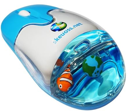 Ratón Aqua Frutiger Aero - Azul Claro USB-C Recargable Inalámbrico & Bluetooth Ratón Óptico Retro para Computadora con Sección Líquida y Flotadores (Globo, Pez Payaso)