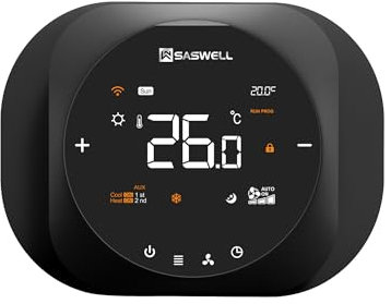 SASWELL Smart Thermostat 3H/2C, WiFi Household Thermostat for Heat Pump and Conventional Multi-Stage System, Easy DIY Installation, Voice Control, Support Alexa and Google Home, C-Wire Required