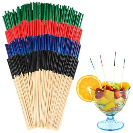 OOTSR Palillos de Cóctel 12cm, Pinchos Largos de Bambú para Aperitivos, Bocadillos, Decoración de Fiesta, Brochetas de Fruta, Palillos de Madera para Bebidas, Navidad y Fiestas Infantiles, 400PCS