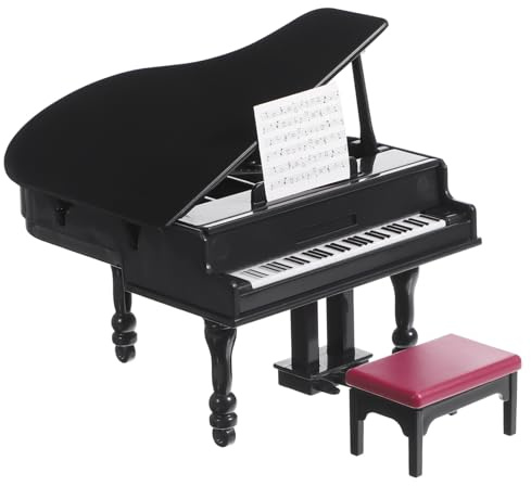 Hemobllo Mini Piano Miniature avec Tabouret Instrument de Musique Décoratif pour Maison de Poupée Accessoire Réaliste pour Scène Miniature