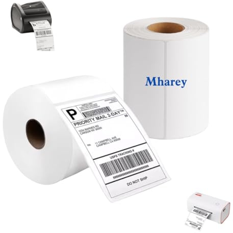 Mharey - 4 x 6 Direct Thermal Labels, 250 Labels Per Roll, self-Adhesive Sticky Shipping and Address Labels Compatible with MUNBYN, Rollo and Zebra (250 Labels (1 Roll)