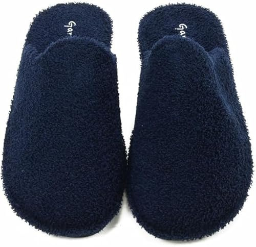 GARZON.Pantuflas de Felpa para Casa, Suela Antideslizante Especial Parquet.Zapatillas de Toalla para Hombre. (Azul Marino, 47, Sistema tallas calzado EU, Adulto, Números, mediano, 47)