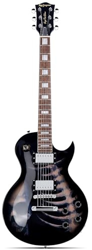 Leo Jaymz SC Series Electric Guitar – Mahogany Body, Laurel Fingerboard, Dual Humbuckers, Tune-O-Matic Bridge, C Neck, 18:1 Tuners (Skull)