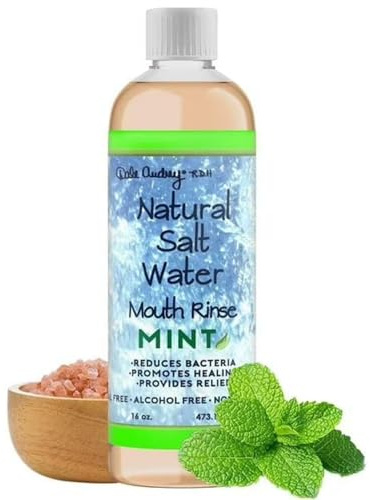 Natural Pink Himalayan Saltwater Mouth Rinse | Organic Mint Flavor I Fluoride Free Freshens Breath | Alcohol & Cruelty Free | Teeth Cleaner Mouthwash & Rinse for Healthy Gums | Non GMO-16 FL Oz