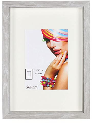 IDEAL TREND 3D Objektrahmen Holz Bilderrahmen Wanddeko Collage Poster Shirt Trikot Rahmen: Farbe: Grau | Format: 50x50