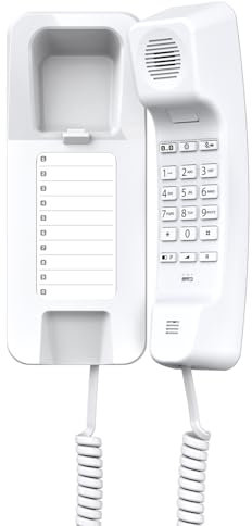 Gigaset DESK 200 - Telefono a Filo Compatto da tavolo o parete - Selezione DTMF o a Impulsi Regolabile, Bianco [Versione Italiana]