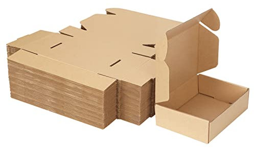 HORLIMER 50 Stück Versandkartons Kleine Kartons Boxen, Faltkarton Verpackungskartons für Warensendung, Postkarton, Geschenkkarton, 178x127x51mm, Braun