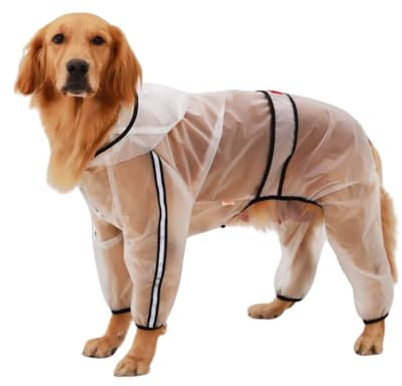 BT Bear Impermeabile per Cani con Gambe, Impermeabile Trasparente a Quattro Zampe per Cani di Taglia Grande, con Strisce Riflettenti e Cappuccio, Tuta per Cani di Taglia Media e Grande (5XL)