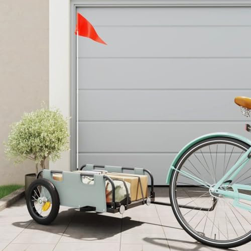 Remorque de Vélo, Remorque de Transport pour Vélo Chariot de Transport Boîte de Transport Remorque de vélo Gris Tissu Oxford et Fer