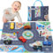 Aolso Cartoon Gummi Baby Autos, 13PCS Cartoon LKW Auto Spielzeug mit Spielmatte/Aufbewahrungstasche, Kinder Auto Teppich, Spielteppich Straße Kinderteppich, Spielzeugautos für Kinder ab 1 2 3 Jahren