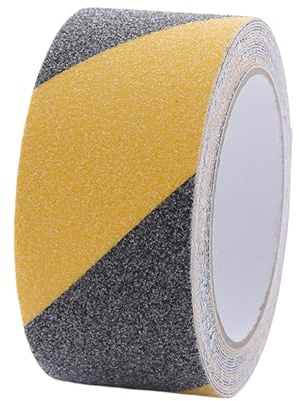Anti Slip Tape, Hazard Tape Black and Yellow, 5m x50mm Hazard Warning Tape, Caution Tape, Warning Hazard Safety Tape, Self Adhesive Floor Marking Tape, for Indoor and Outdoor Use