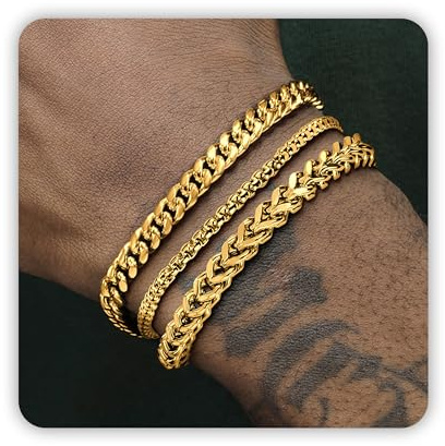 DAYANEY Mens Bracelet Gold Bracelet for Men Jewelry Waterproof
