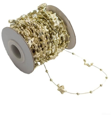 Filteilect 10m Christmas Bead String Decoration for Tree, Home & Party, Plastic Wire with Pearl Effect, Festive Gold and Colorful Design(a)