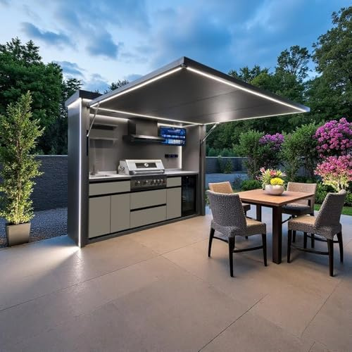 Mobile da cucina prefabbricato per esterni, in acciaio inox, modulare, resistente alle intemperie, per giardino e patio, soluzione moderna per tutte le stagioni