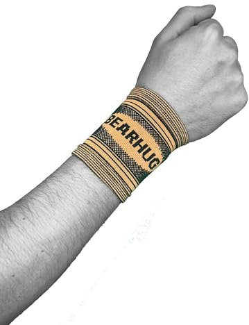 Bearhug Wrist Support for Men and Women - Wrist Brace for Arthritis, Repetitive Strain Injury and Joint Pain - Bamboo Compression Wrist Strap for Sports, Gym and Pain Relief, M
