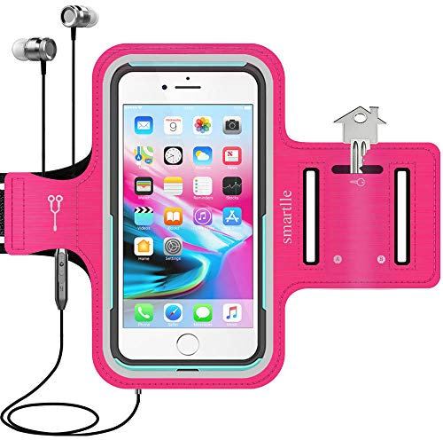 smartlle Arm Phone Holder for Running, Armband Cellphone for iPhone 15 14 13 12 11 Pro Max/XR/8 7 6s Plus, for Galaxy A/S/Note Up to 6.9’’, for Exercise Gym Fitness Sports Gear -Pink