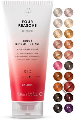 FOUR REASONS Color Mask, Red (27 Colours) – Hair Gloss & Colour Depositing Conditioner – Semi Permanent Hair Toner for Colour-Treated Hair Colour For Women – Vegan & Cruelty-Free – 200 ml