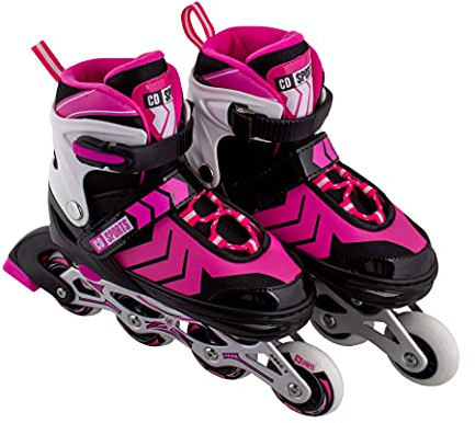 Calma Dragon Inline Skates, taglia regolabile, pattini professionali per adulti e bambini, con protezione inclusa, 4 ruote, pattini, con ABEC-7, rulli per donne e uomini (Rosa, M)