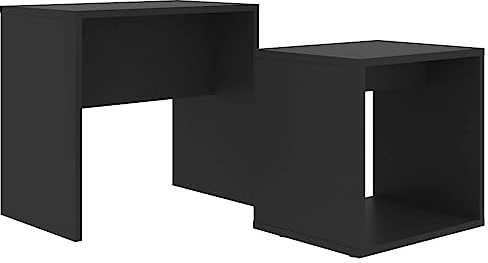 vidaXL Coffee Table Set Home Interior Living Room Furniture Accent Side Tea Couch Sofa Laptop Nesting Stand Black 48x30x45cm Chipboard