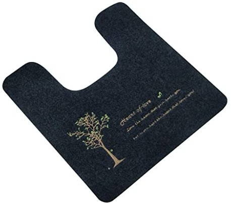 Fenteer Toilet Bath-Shaped Water Absorption Mat, Non-Slip Bathtub Rug Pedestal Mat for Bathroom, 20 * 20 Inch, Dark Gray