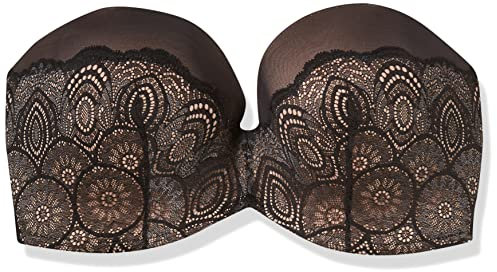 Wonderbra Damen Refined Glamour Ultimate Strapless trägerloser BH mit Spitze starker Halt Push-Up , Strapless-BHschwarz, 70 E