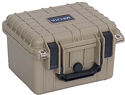 MEIJIA Bärbart alla väder vattentätt kamerafodral med skum, passar för torkning, kamera, utrustning, 25 x 24 x 24 x 6,87 tum, Ökenljusbrun, 10.62 x9.68x6.87, Resväska med hårt skal