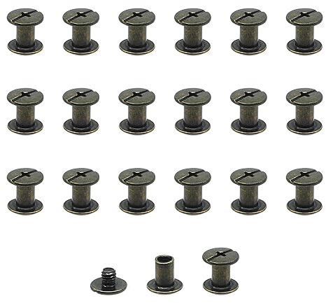 JJWNMLL 20 Sets Chicago Screw Posts,M5*7mm Rivet Binding Screws Bronze | Metal Chicago Rivet Replacement Repair for Bags, Collar, Harness, Luggage, Purse, Dog Lead, Backpack, Belt