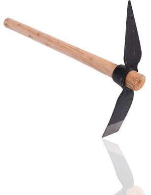 15.7in Pick Mattock Hoe, Hache De Désherbage En Acier Au Carbone Avec Manche Long En Bois Outil De Jardinage Outil à Main Polyvalent Pour Creuser, Jardiner, Camping, Prospection, Travaux De Constructi