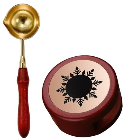 Wachssiegel Kit, Siegelwachs Set, Wachssiegelwärmer, Schmelzlöffel, Wachsstempel Tool, Kann Verwendet Werden, Um Eine Hochzeits, Party, Festivaleinladung, Einen Umschlag, Schneeflockenmuster