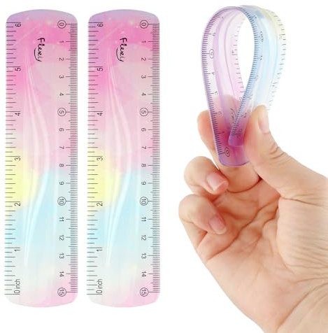 Mabor Lot de 2 règles flexibles, règle jolie de 15 cm, petite règle pour journal intime, colorée