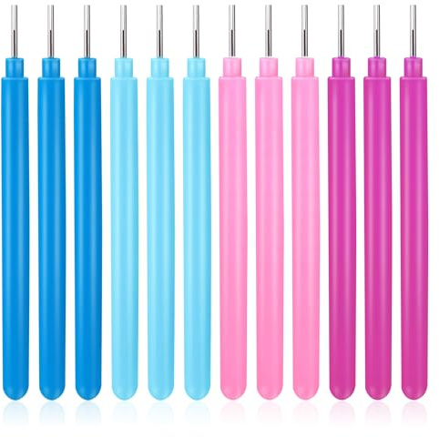 12 Pcs Paper Quilling Tools, Paper Flower Rolling Tool Rolling Curling Quilling Needle Pen DIY Cardmaking Paper Quilling Pen for Art Craft DIY Paper Cardmaking Project(4 Colors)