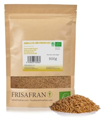 FRISAFRAN | Ekologiskt Hel Gyllene Linfrö 500g | Ekologisk supermat | gyllene linne | Bruna linfrön | Fettsyror | Naturlig fiberkälla | Omega 3 | 100% vegan | Glutenfri