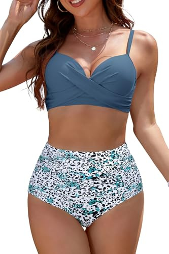 SHEKINI Women's Underwire Bikini Set High Waisted 2 Piece Swimwear
