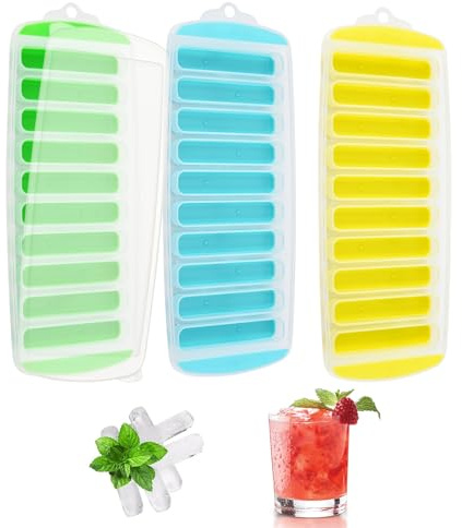 3 pezzi per bottiglie di gelato, stampi per cubetti di ghiaccio, bastoncini lunghi per cubetti di ghiaccio, 10 scomparti, fondo in silicone, per bevande sportive e bottiglie d'acqua (A)