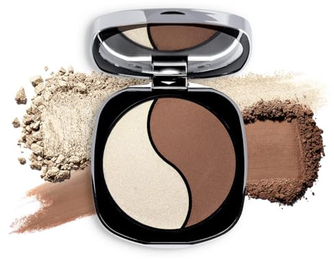 NEO MAKE UP Paleta Contorno Maquillaje con Espejo - Set de Bronceador e Iluminador Facial - Polvos compactos - Intense Serum Bronzing and Highlighting Powder - Tonos fríos - 02 ICE MILKSHAKE