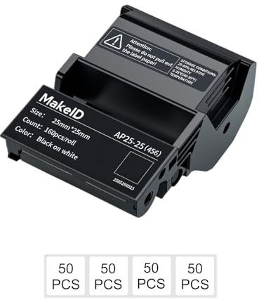 MakeID EP53 Étiquettes PET Toutes Conditions pour câbles et fils intérieurs/extérieurs, étiquetage DataCom – pour étiqueteuse industrielle portable EP53, 25 mm*25 mm