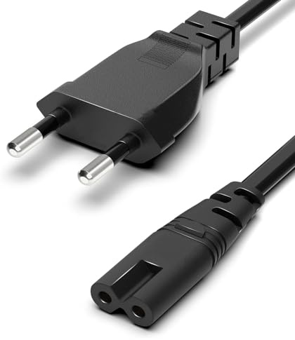 2M Câble d'alimentation C7, 2 Broches Euro Fiche vers Figure 8 Cordon d'alimentation pour PC Monitor, DVD, Imprimante, PS5, PS4, PS3, Laptop, Party Box sans Fil Bluetooth Haut Noir