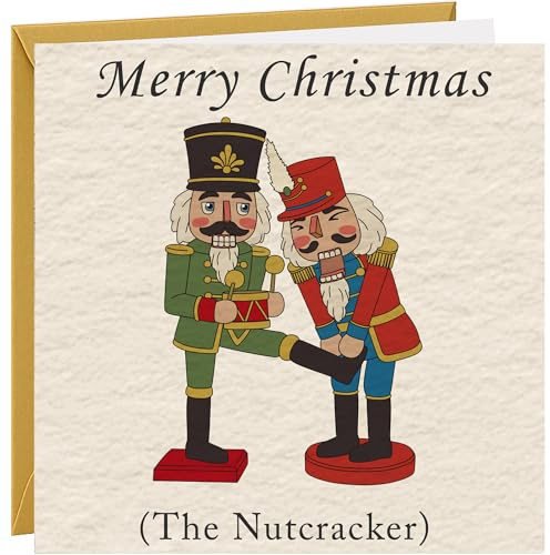 Funny Christmas Card 'The Nutcracker' Joke Xmas Cards Christmas Cards Textured Hammered 350gsm Card With Gold Envelope