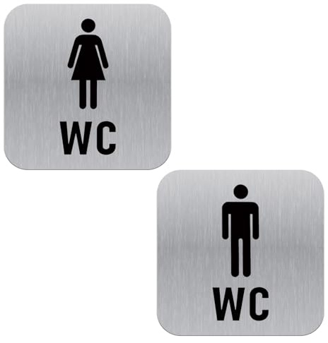 Pannello WC donna e uomo – 2 pezzi piatto WC uomo donna in alluminio, pannello WC uomo donna per gli ospiti segnalazione WC (12 × 12 cm)