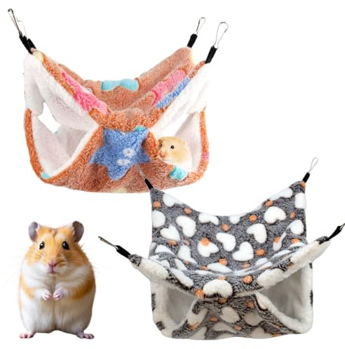DOKRIN Couchages pour petits animaux Ensemble de cage pour hamster en 2 pièces, hamac pour animaux de compagnie, hamac respirant pour petite cage, accessoires pour hamsters