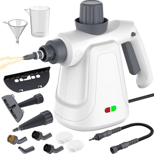 Handheld Steam Cleaner, 450ML Steam Cleaner for Home with Safety Lock, Safe Multisurface Portable Steam Cleaner for Cleaning, 12 Accessories Steam Cleaner Handheld for Bath, Kitchen, Floor, Window