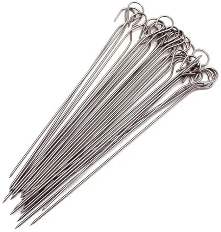 Brochetas de Metal 10 Uds. De pinchos redondos for asar carne de ganso, palo acero inoxidable for barbacoa, utensilios cocina con aguja for(100 pcs 2.5mm 25cm)